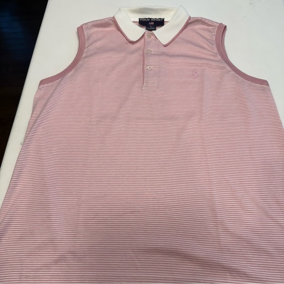 Ralph Lauren Sport Women’s Sleeveless Polo Shirt Pink & White NWOT Sz L - Picture 9 of 11